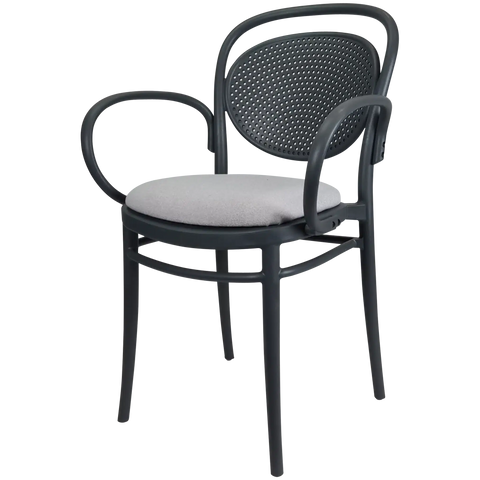 Marcel XL Armchair In Anthracite With Light Grey Seat Pad View From Angle In Front