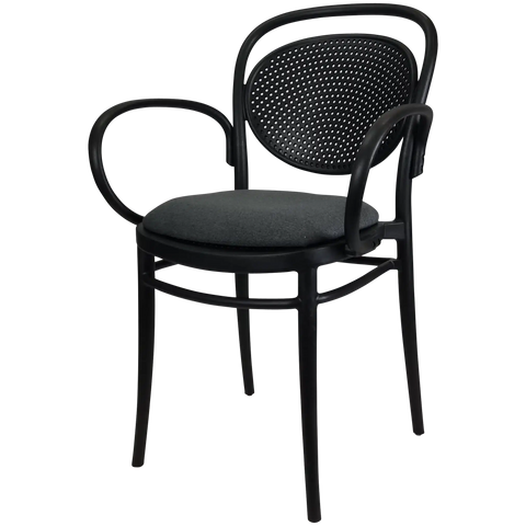 Marcel XL Armchair In Black With Anthracite Seat Pad View From Front Angle