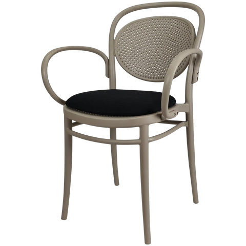 Marcel XL Armchair In Taupe With Black Seat Pad