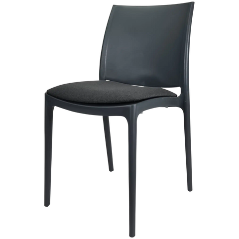 Maya Chair By Siesta In Anthracite With Anthracite Seat Pad, Viewed From Angle