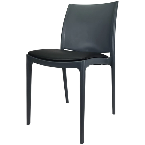 Maya Chair By Siesta In Anthracite With Black Vinyl Seat Pad, Viewed From Angle