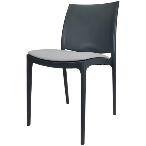 Maya Chair By Siesta In Anthracite With Light Grey Seat Pad, Viewed From Angle