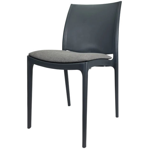 Maya Chair By Siesta In Anthracite With Taupe Seat Pad, Viewed From Angle