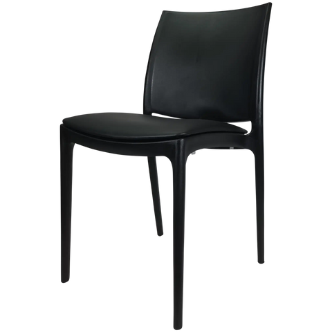 Maya Chair By Siesta In Black With Black Vinyl Seat Pad, Viewed From Angle