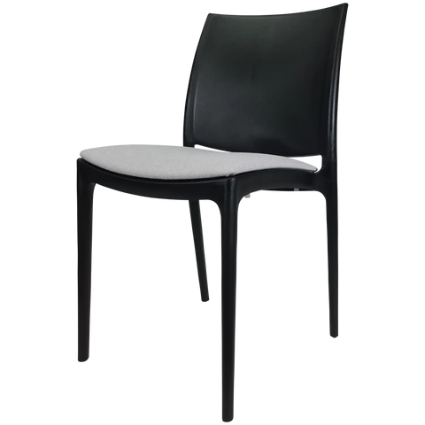 Maya Chair By Siesta In Black With Light Grey Seat Pad, Viewed From Angle