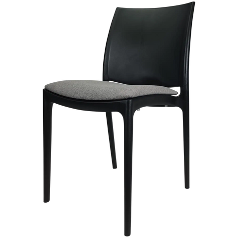 Maya Chair By Siesta In Black With Taupe Seat Pad, Viewed From Angle