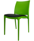 Maya Chair By Siesta In Green With Black Vinyl Seat Pad, Viewed From Angle