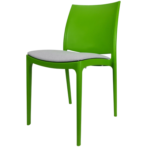 Maya Chair By Siesta In Green With Light Grey Seat Pad, Viewed From Angle
