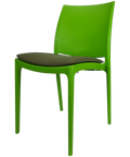 Maya Chair By Siesta In Green With Olive Green Seat Pad, Viewed From Angle