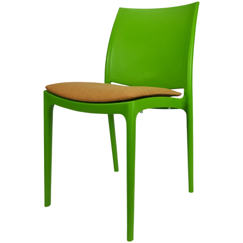Maya Chair By Siesta In Green With Orange Seat Pad, Viewed From Angle