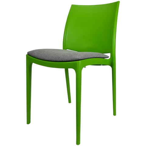 Maya Chair By Siesta In Green With Taupe Seat Pad, Viewed From Angle