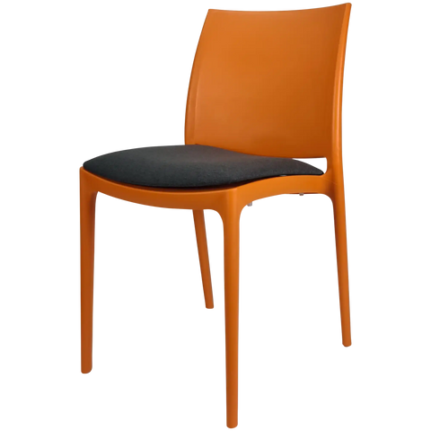 Maya Chair By Siesta In Orange With Anthracite Seat Pad, Viewed From Angle
