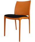 Maya Chair By Siesta In Orange With Black Seat Pad, Viewed From Angle