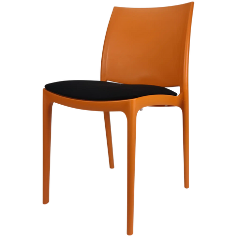 Maya Chair By Siesta In Orange With Black Seat Pad, Viewed From Angle