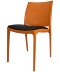 Maya Chair By Siesta In Orange With Black Vinyl Seat Pad, Viewed From Angle
