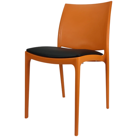 Maya Chair By Siesta In Orange With Black Vinyl Seat Pad, Viewed From Angle