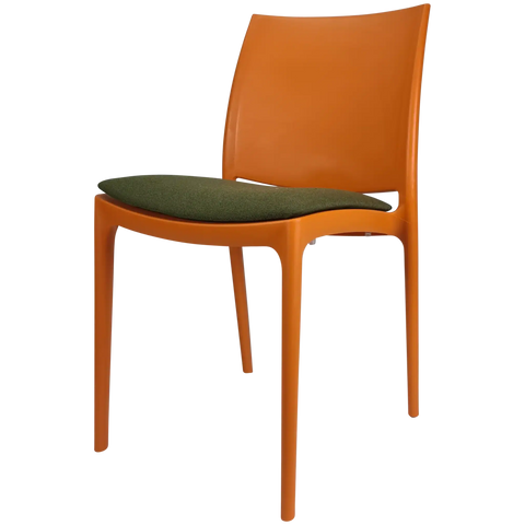 Maya Chair By Siesta In Orange With Olive Green Seat Pad, Viewed From Angle