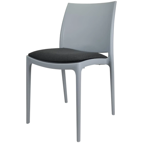 Maya Chair By Siesta In Grey With Anthracite Seat Pad, Viewed From Angle