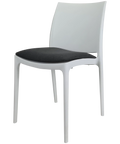Maya Chair By Siesta In White With Anthracite Seat Pad, Viewed From Angle