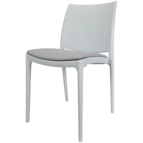 Maya Chair By Siesta In White With Light Grey Seat Pad, Viewed From Angle