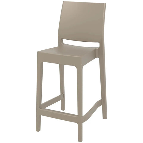 Maya Counter Stool By Siesta In Taupe, Viewed From Angle In Front