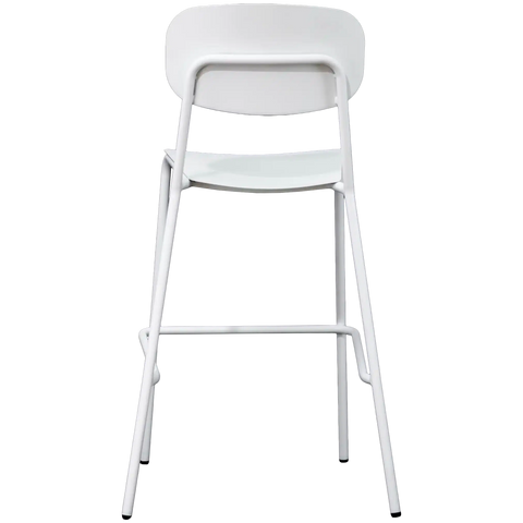 Miami Outdoor Bar Stool In White, Viewed From Behind