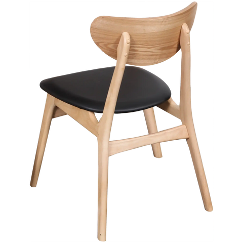 Midland Chair With A Natural Frame And A Black Vinyl Seat, Viewed From Back Angle