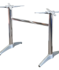 Miller Twin Table Base In Aluminium, Viewed From Angle In Front