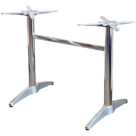 Miller Twin Table Base In Aluminium, Viewed From Angle In Front