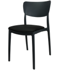 Monna Chair By Siesta In Anthracite With Black Vinyl Seat Pad, Viewed From Angle