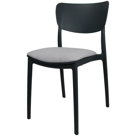 Monna Chair By Siesta In Anthracite With Light Grey Seat Pad, Viewed From Angle