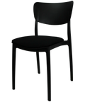 Monna Chair By Siesta In Black With 4 Seat Pad, Viewed From Angle