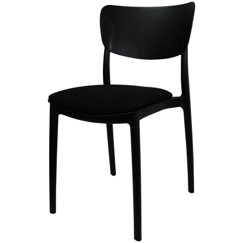 Monna Chair By Siesta In Black With 4 Seat Pad, Viewed From Angle