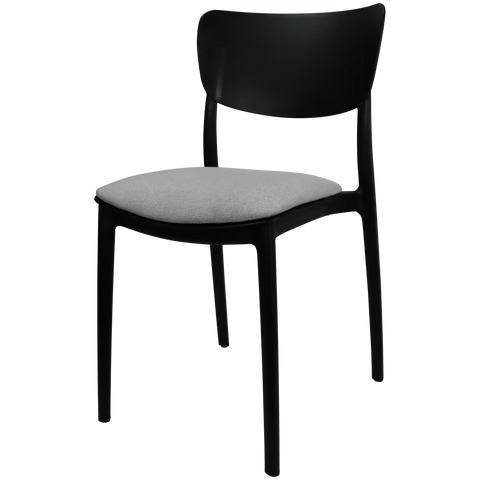 Monna Chair By Siesta In Black With Light Grey Seat Pad, Viewed From Angle