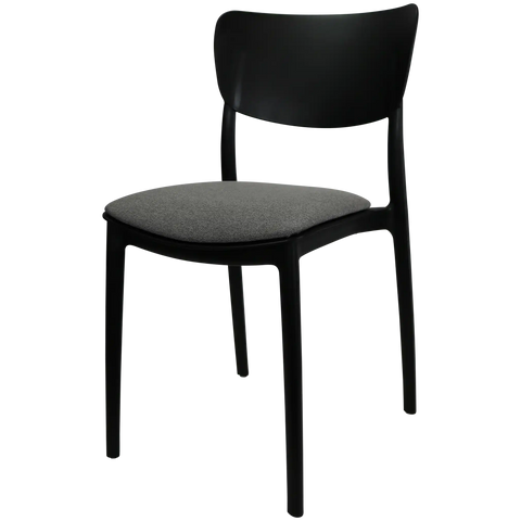 Monna Chair By Siesta In Black With Taupe Seat Pad, Viewed From Angle
