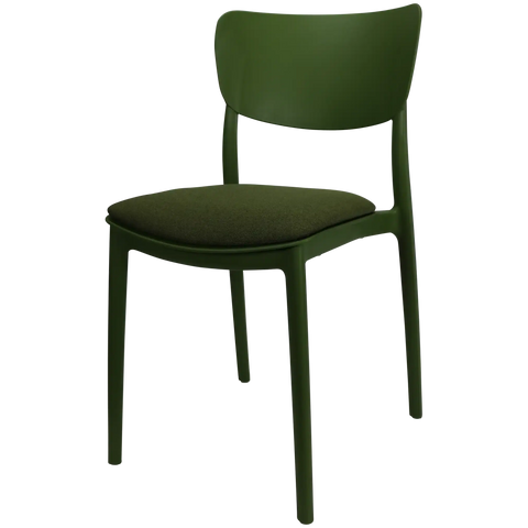 Monna Chair By Siesta In Olive Green With Olive Green Seat Pad, Viewed From Angle