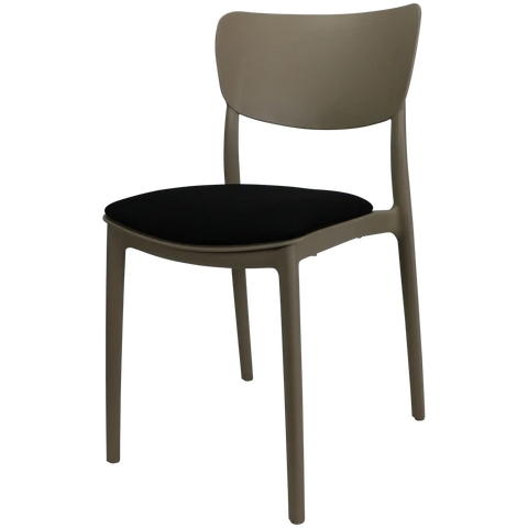 Monna Chair By Siesta In Taupe With Black Seat Pad, Viewed From Angle