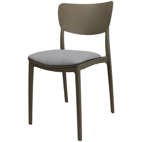 Monna Chair By Siesta In Taupe With Light Grey Seat Pad, Viewed From Angle