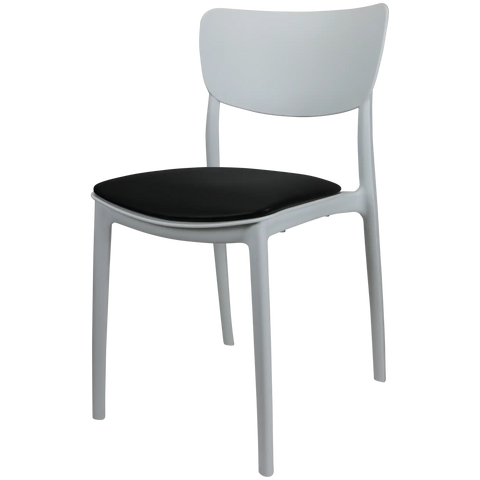 Monna Chair By Siesta In White With Black Vinyl Seat Pad, Viewed From Angle