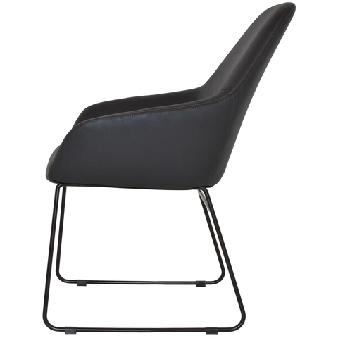Monte Tub Chair With Black Sled Base And Pelle Onyx Shell, Viewed From Side