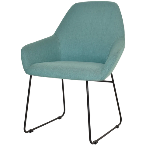 Monte Tub Chair With Gravity Teal Shell And Black Sled Frame, Viewed From Front Angle