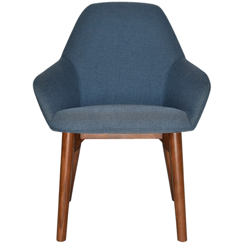Monte Tub Chair With Light Walnut Timber 4 Leg And Gravity Denim Shell, Viewed From Front