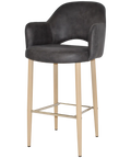 Mulberry Arm Bar Stool Birch Metal 4 Leg With Eastwood Slate Shell, Viewed From Angle In Front