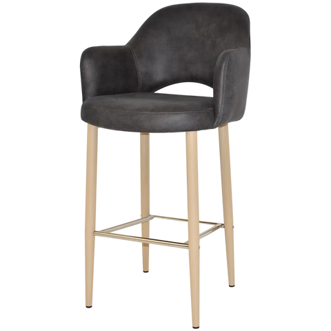 Mulberry Arm Bar Stool Birch Metal 4 Leg With Eastwood Slate Shell, Viewed From Angle In Front
