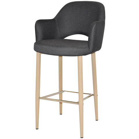 Mulberry Arm Bar Stool Birch Metal 4 Leg With Gravity Slate Shell, Viewed From Angle In Front
