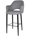 Mulberry Arm Bar Stool Black Metal 4 Leg With Gravity Steel Shell, Viewed From Angle In Front