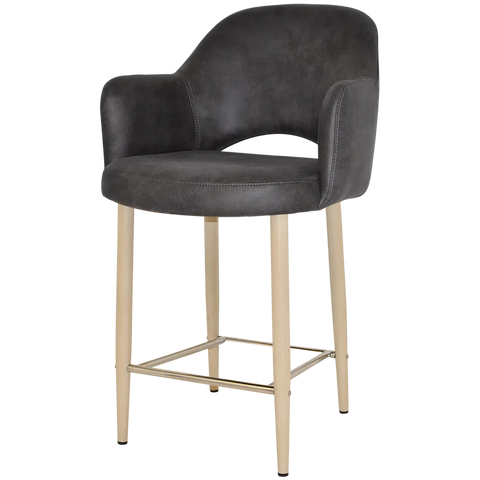 Mulberry Arm Counter Stool Birch Metal 4 Leg With Eastwood Slate Shell, Viewed From Angle