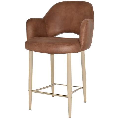 Mulberry Arm Counter Stool Birch Metal 4 Leg With Eastwood Tan Shell, Viewed From Angle