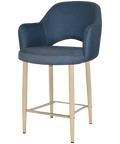 Mulberry Arm Counter Stool Birch Metal 4 Leg With Gravity Denim Shell, Viewed From Angle
