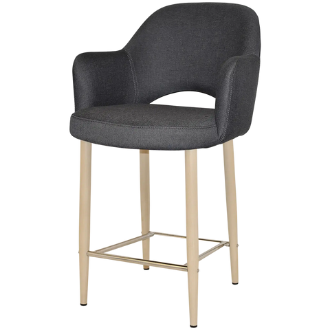 Mulberry Arm Counter Stool Birch Metal 4 Leg With Gravity Slate Shell, Viewed From Angle